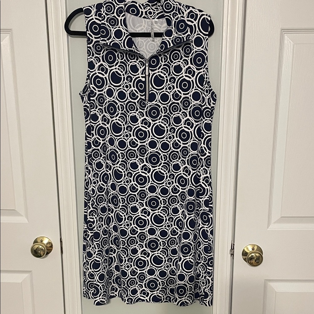 Lulu-B Navy and White Circle Pattern Dress